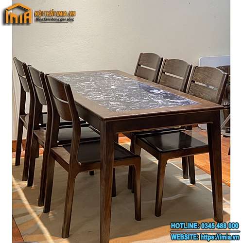 Bộ bàn ăn 6 ghế bằng gỗ MA-7015