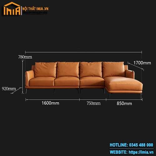 Kích thước ghế sofa da chữ L MA-1002