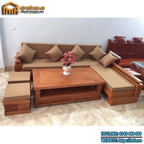 Mẫu bàn ghế gỗ sofa phòng khách hiện đại SFG 014 - Sofa giá rẻ Hà Nội