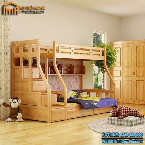 Mẫu giường tầng cho bé bằng gỗ MA-6407